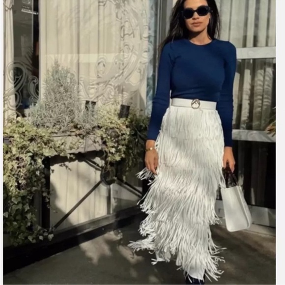 NWT ZARA FRINGED PENCIL SKIRT ZW COLLECTION - Picture 4 of 17